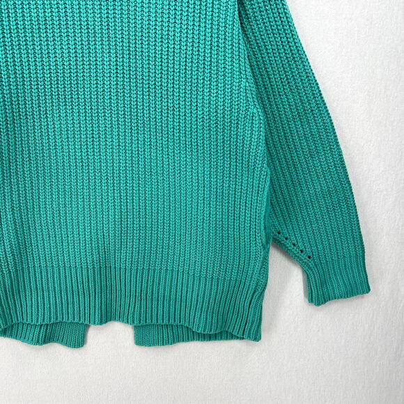 FREE PEOPLE Swim Too Deep Oversized Cardigan Womens S Turquoise Collared Button - Picture 10 of 16